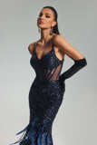 Sarah Sequin Feather Maxi Dress