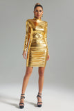 Maud Metallic Long Sleeve Midi Dress