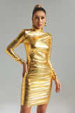 Maud Metallic Long Sleeve Midi Dress