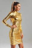 Maud Metallic Long Sleeve Midi Dress