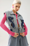 Tihila Cutout Denim Vest