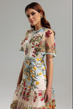 Julieta Floral Embroidery Midi Dress