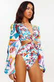 Theo Printed Cut Out Swimsuit