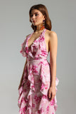 Yamia Floral Ruffled Halter Dress