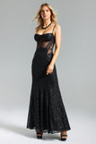 Fahrenheit Sequins Mesh Maxi Dress