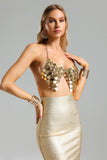 Romelle Heart Metallic Halter Top