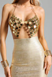 Romelle Heart Metallic Halter Top