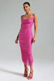 Uana Diamante Pleated Maxi Dress