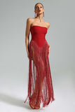 Valentina Strapless Fringe Dress