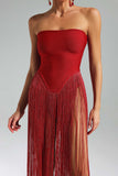 Valentina Strapless Fringe Dress