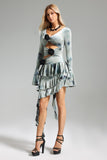 Kimivi Flower Tie-dye Ruffled Dress