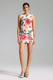 Katty Flower Print Diamante Mini Dress