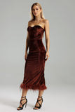 Uzaco Velvet Feather Hem Dress