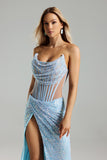 Romita Sequins Mesh Slit Dress