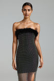 Perly Diamante Feather Mesh Midi Dress