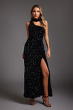 Kahlo One Shoulder Sequins Maxi Dress