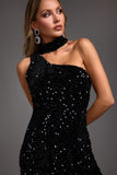 Kahlo One Shoulder Sequins Maxi Dress