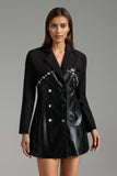 Jacey V-Neck Long Sleeves Leather Suit