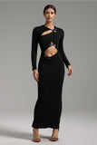 Gerianna Long Sleeves Hollow Slit Maxi Dress