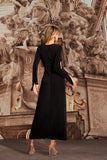 Fagra Long Sleeves Deep-V Maxi Dress