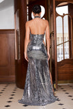 Lynn Halterneck Sequin Maxi Dress - Silver