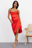 Fierce Desire Satin Midi Dress Red