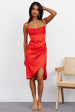 Fierce Desire Satin Midi Dress Red