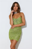 Accented Times Sequin Dress Green