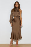 Won Over Midi Dress Brown