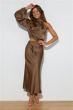 Won Over Midi Dress Brown