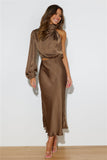 Won Over Midi Dress Brown