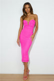 Dancing Out Midi Dress Hot Pink