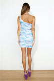 Beachside Drinks Mini Dress Blue