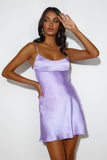 Famous Fit Satin Mini Dress Lilac