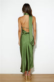 Athenian Satin Maxi Dress Olive