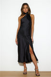 Athenian Satin Maxi Dress Black