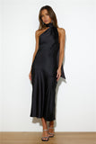 Athenian Satin Maxi Dress Black