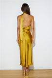 Athenian Satin Maxi Dress Mustard