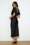 Wedding To Attend Satin Maxi Dress Black