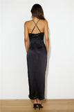 Bring The Romance Satin Maxi Dress Black