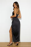 Bring The Romance Satin Maxi Dress Black