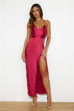 Bring The Romance Satin Maxi Dress Red