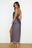 Wow The Guests Satin Maxi Dress Charcoal