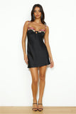 Blooming Confidence Satin Mini Dress Black