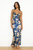 Blooming Passions Satin Maxi Dress Navy