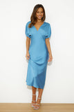 Wedding To Attend Satin Maxi Dress Blue