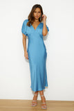 Wedding To Attend Satin Maxi Dress Blue