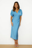 Wedding To Attend Satin Maxi Dress Blue