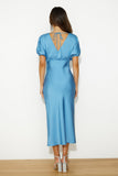 Wedding To Attend Satin Maxi Dress Blue