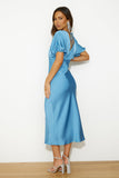 Wedding To Attend Satin Maxi Dress Blue